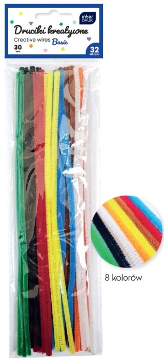 Kolorowe druciki kreaty.30cm 32szt.BASIC