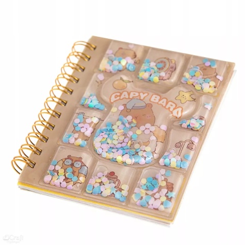 NOTES NA SPIRALI KAPIBARA Z WODĄ I KONFET 11X8,5CM