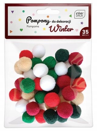 Pompony do dekoracji 35szt. WINTER