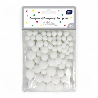 Pompony do dekoracji 80szt.White