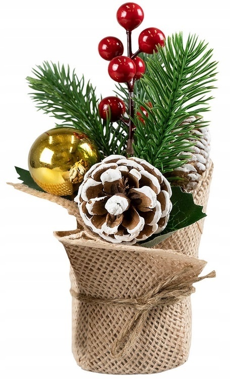 Stroik świąteczny z bombką 20cm jutowa podstawa