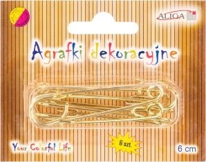 Agrafki dekoracyjne AGR-2875 złote, rozm. 6cm, op.