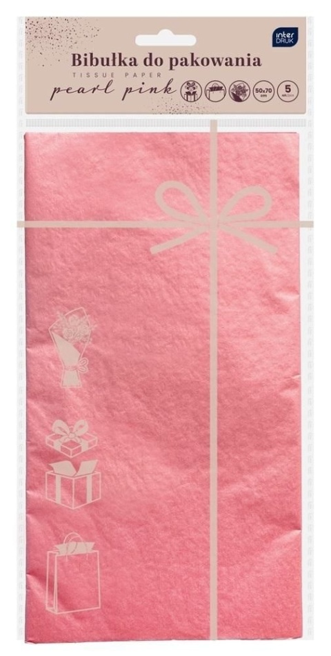 Bibułka do pakow.prez.50x70cm Perł. Róż