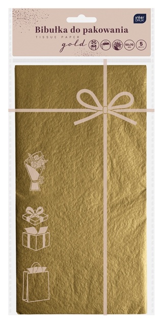 Bibułka do pakow.prez.50x70cm Złota