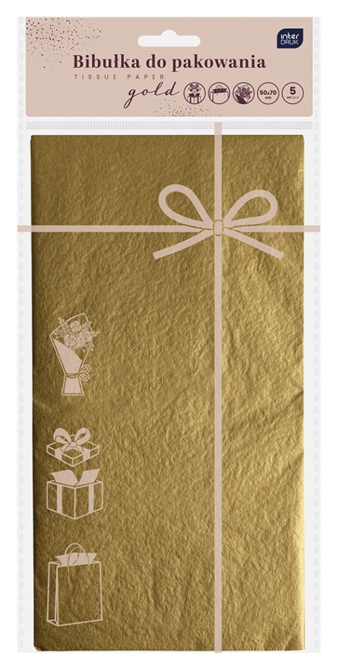 Bibułka do pakow.prez.50x70cm Złota