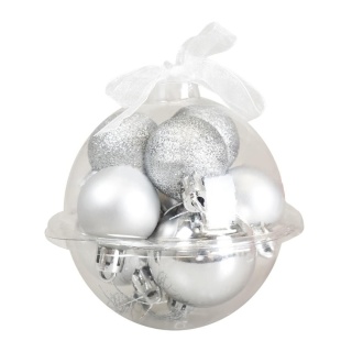 Bombki - zestaw w bombce (9 szt.) srebrny