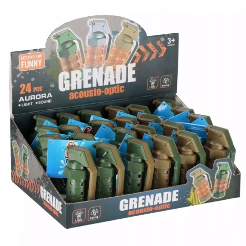 Granat zabawka świecący dźwiękowy 10 cm dwa kolory