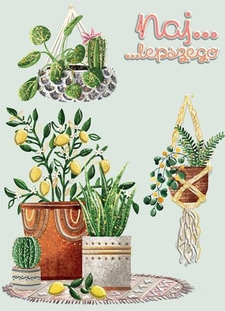 KARTKA B6 ŻYCZENIA NAJLEPSZEGO KWIATY DONICZKOWE