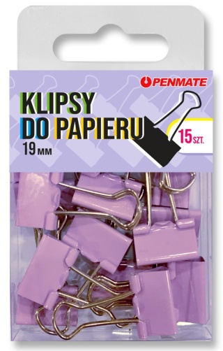 KLIPY BIUROWE 19MM FIOŁKOWE PENMATE