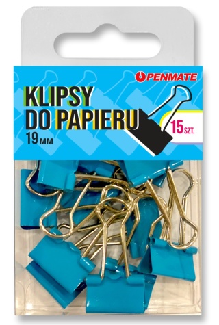 KLIPY BIUROWE 19MM J.NIEBIESKIE PENMATE