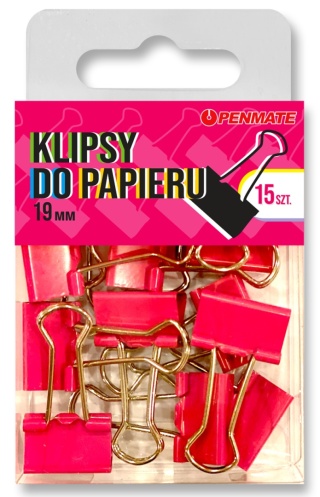KLIPY BIUROWE 19MM RÓŻOWE PENMATE