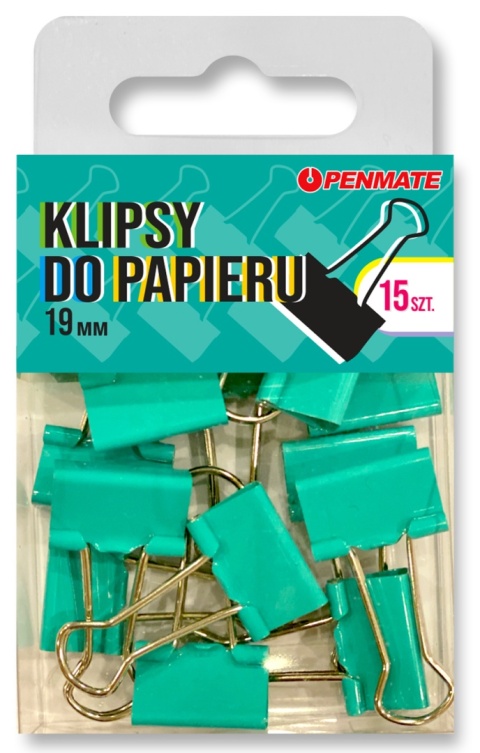 KLIPY BIUROWE 19MM ZIEL/NIEB PENMATE