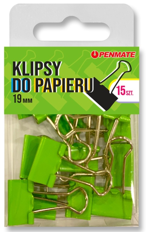 KLIPY BIUROWE 19MM ŻÓŁTO/ZIEL PENMATE