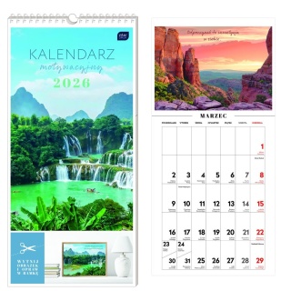 Kalendarz motywacyjny 2026 Widoki ścienny 22x46 cm