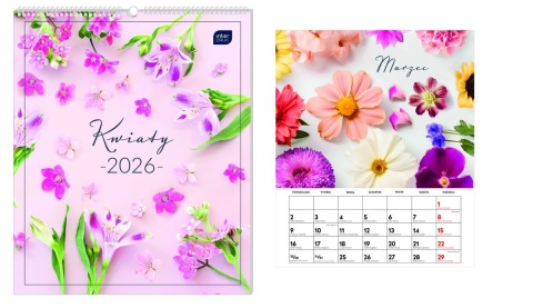 Kalendarz ścienny planszowy 33,5x40cm Kwiaty 2026