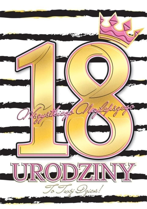 Karnet A5 18- URODZINY ZŁOCONY PRISON PINK