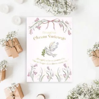 Karnet A5 CHRZEST GOŁĄBEK W KWIATACH