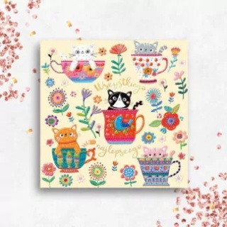 Karnet KW URODZINY KOTKI W KWIATACH