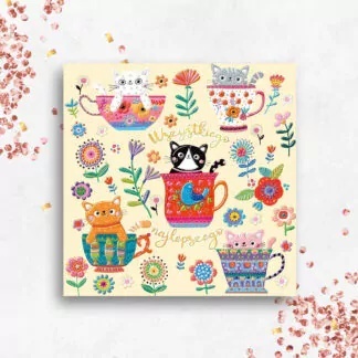 Karnet KW URODZINY KOTKI W KWIATACH