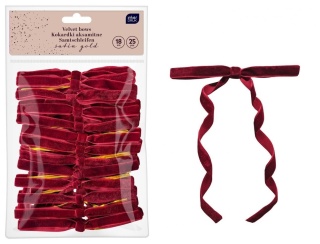 Kokardki aksamitne czerwone z mocowaniem 18 cm zestaw 25 sztuk