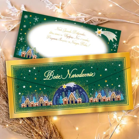 Koperta ZDOBIONA Z ŻYCZENIAMI BN NOC WIGILIJNA