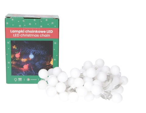 Lampki choinkowe LED multikolor 50szt 5,2m bateri