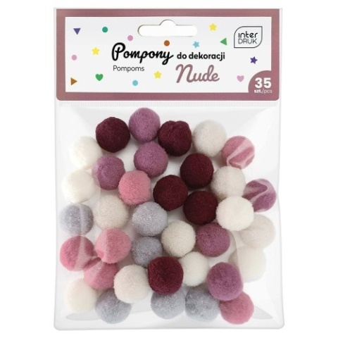 Pompony dekoracyjne zestaw 35 sztuk kolor nude ozdobne
