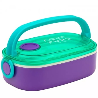 Śniadaniówka AQUA PURE ze sztuccami, mint/lavender