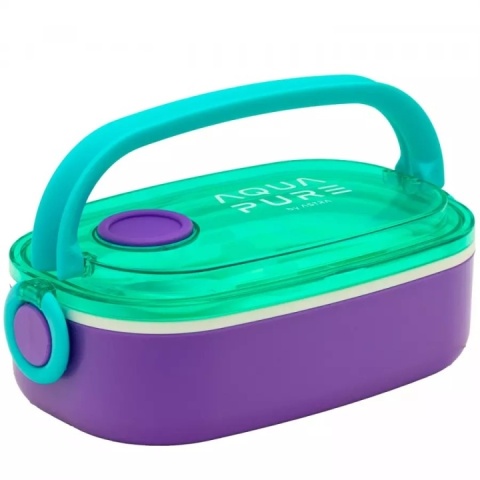 Śniadaniówka AQUA PURE ze sztuccami, mint/lavender