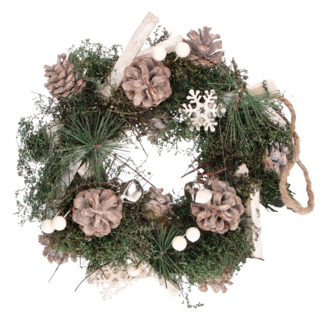 Stroik Wieniec Bożonarodzeniowy drzwi/stół białe