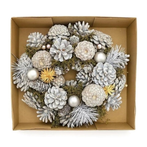 Stroik Wieniec Bożonarodzeniowy drzwi/stół bielony