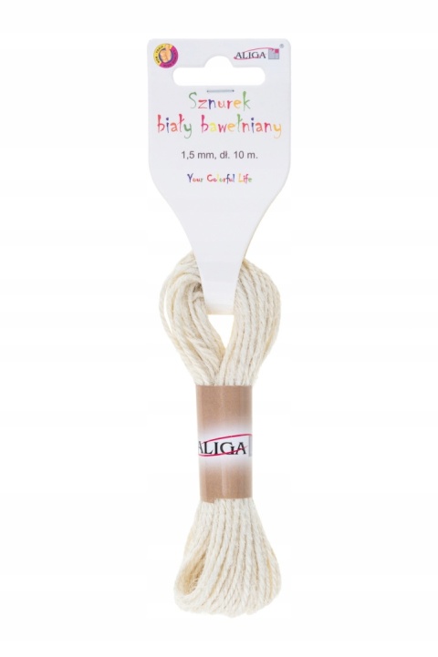 Sznurek bawełniany SB-2288 biały, 1,5mm x 10m