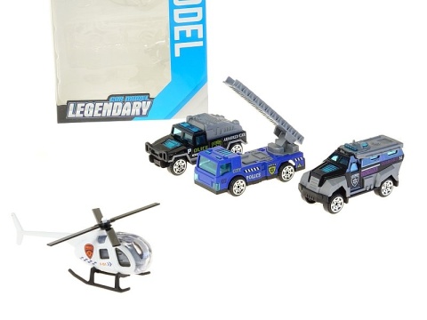 Zestaw 4 aut policyjnych metalowe samochodziki dla dzieci 29x11 cm