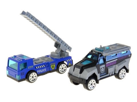 Zestaw 4 aut policyjnych metalowe samochodziki dla dzieci 29x11 cm