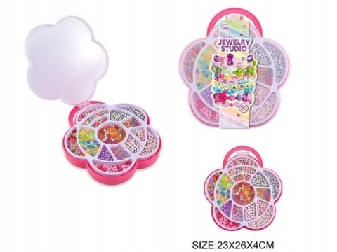 Zestaw do biżuterii koraliki do nawlekania różowe dla dzieci