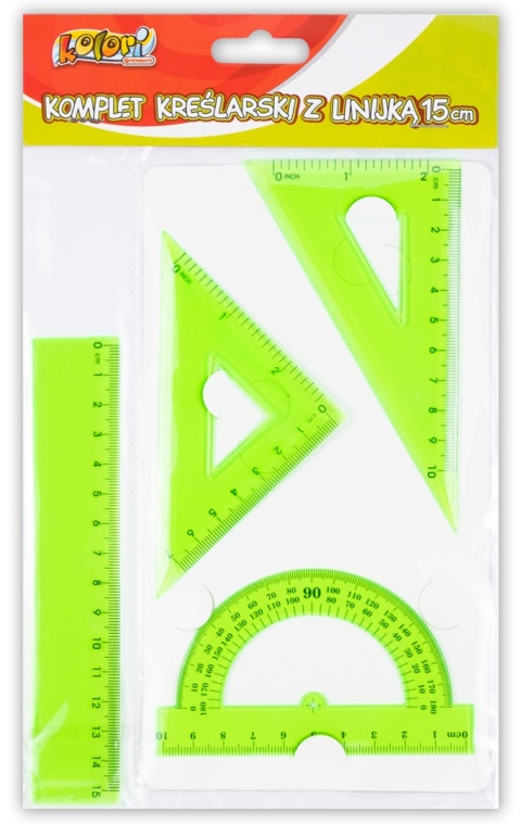 ZESTAW KREŚLARSKI Z LINIJKĄ 15CM ZIELONY PENMATE