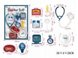 Zestaw lekarski zabawka blister dla dzieci dużo elementów 20x20 cm