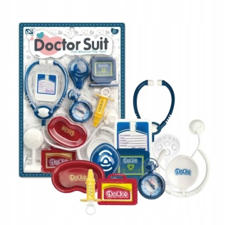 Zestaw lekarski zabawka blister dla dzieci dużo elementów 20x20 cm