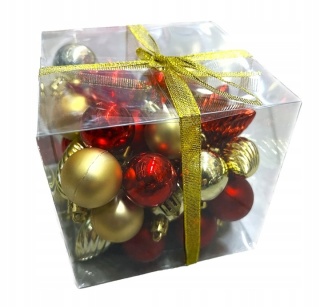 Zestaw bombek 50szt Czerwone Złote mix kształtów