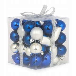 Zestaw bombek 50szt Granatowe Srebrne mix kształt