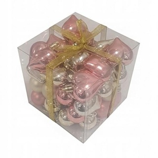 Zestaw bombek 50szt Różowe Złote mix kształtów
