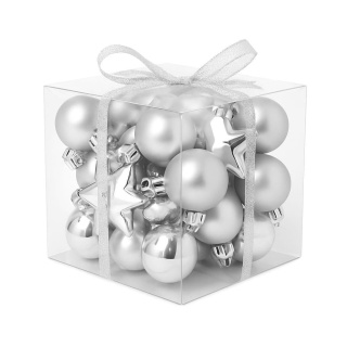 Zestaw bombek 50szt Srebrne mix kształtów