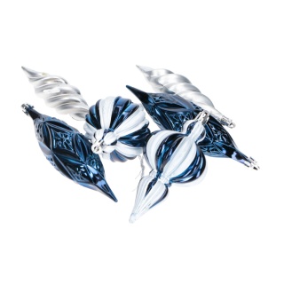 Zestaw bombek 6szt Srebrne Niebieskie mix kształt