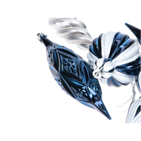 Zestaw bombek 6szt Srebrne Niebieskie mix kształt