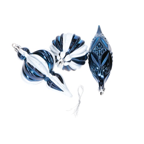 Zestaw bombek 6szt Srebrne Niebieskie mix kształt