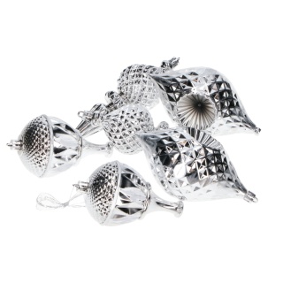 Zestaw bombek 6szt Srebrne mix kształtów