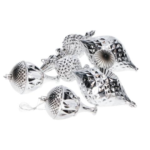 Zestaw bombek 6szt Srebrne mix kształtów