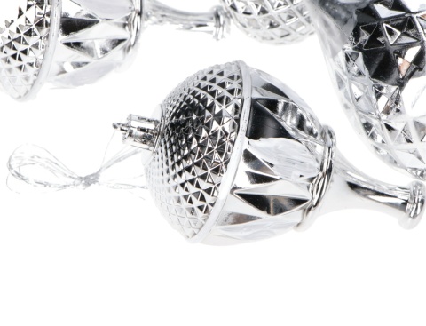 Zestaw bombek 6szt Srebrne mix kształtów