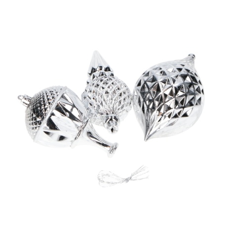 Zestaw bombek 6szt Srebrne mix kształtów