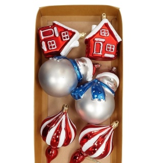 Zestaw bombek 6szt mix Domek/Bałwanek/Bombka